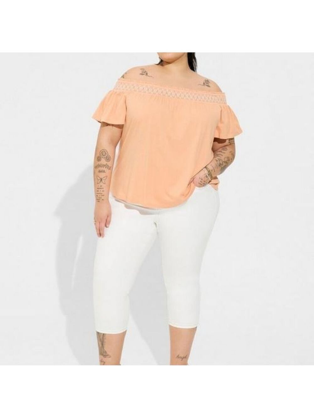 1X - Torrid | Cotton Modal Jersey Off Shoulder Smocked Yoke Top